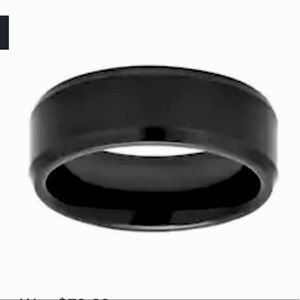 Black Tungsten Carbide ring with a brushed finish.